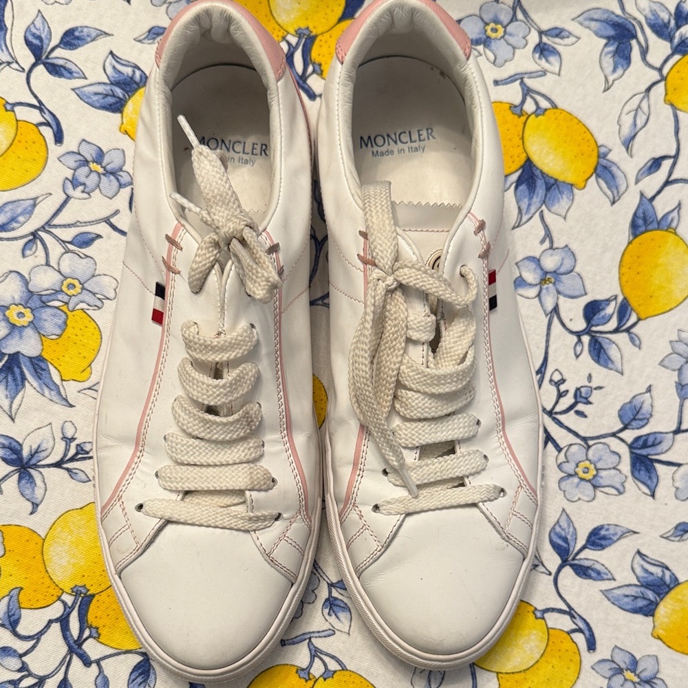 Moncler Women's Alodie White and Pink Sneakers